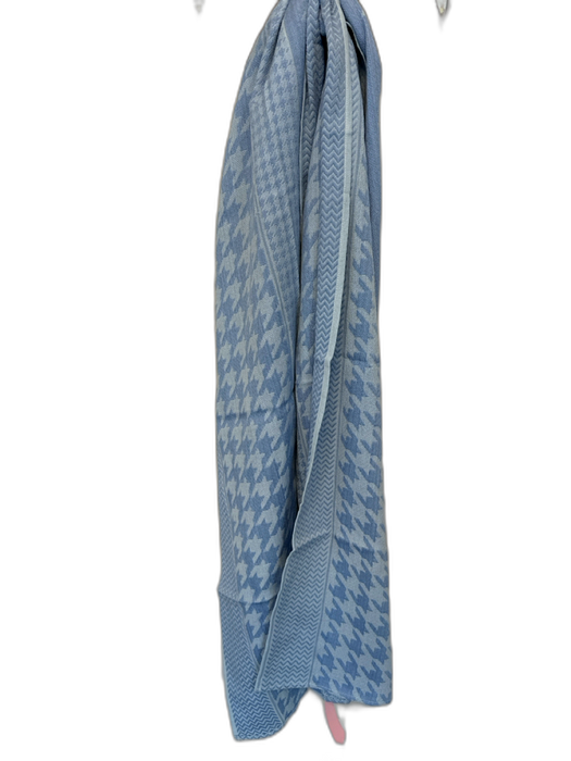Summery Blue Cotton Houndstooth scarf Blue / One Size