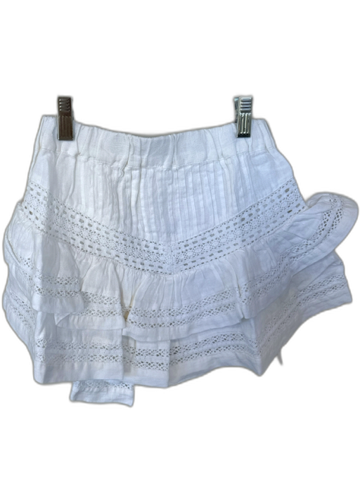 Maia Bergman Size XS White Linen Elastic Waist Ruffles Lace Detail Shorts White / XS