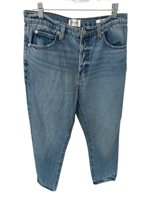 Frame Size 28 Med Light Wash Cotton Blend Button Fly Straight Leg Jeans Med Light Wash / 28