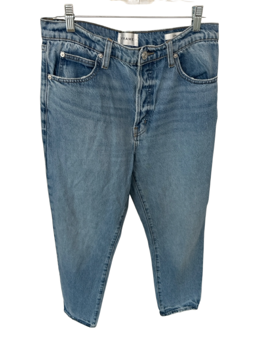 Frame Size 28 Med Light Wash Cotton Blend Button Fly Straight Leg Jeans Med Light Wash / 28