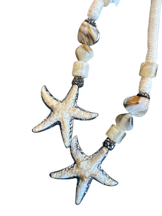 Cream & Silver Rope Seashells Beaded Belts Cream & Silver / One Size