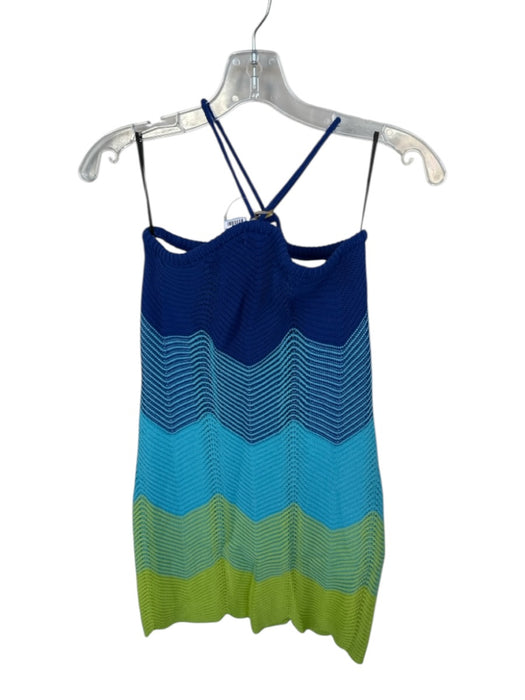 Paola Bernardi Size M Blue & Green Cotton Crochet Halter Neck Ombre Dress Blue & Green / M