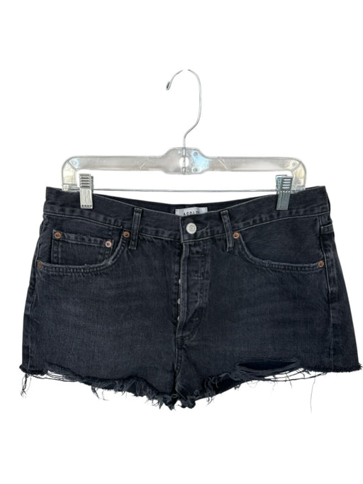 Agolde Size 29 Black Organic Cotton High Waist Button Fly Cut Off Shorts Black / 29