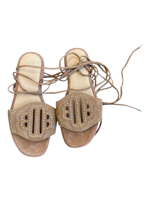 Maje Shoe Size 36 Brown Suede Studded Ankle Tie Mule Sandals Brown / 36