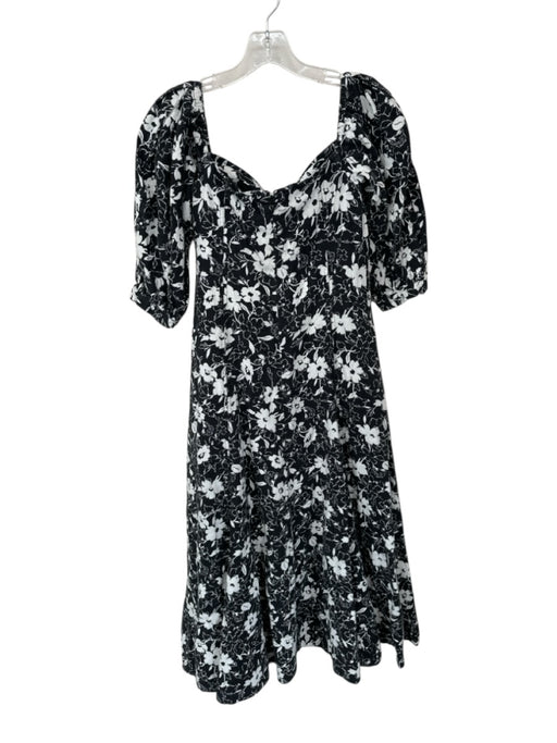 Polo Ralph Lauren Size 6 Black & White Cotton Long Balloon Sleeve Flowers Dress Black & White / 6