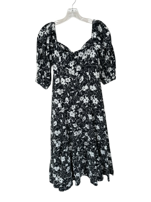 Polo Ralph Lauren Size 6 Black & White Cotton Long Balloon Sleeve Flowers Dress Black & White / 6