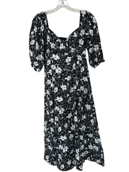 Polo Ralph Lauren Size 6 Black & White Cotton Long Balloon Sleeve Flowers Dress Black & White / 6