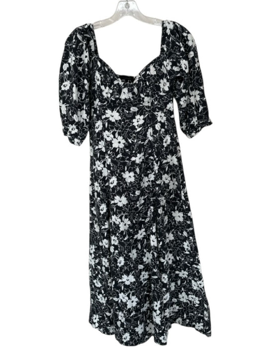 Polo Ralph Lauren Size 6 Black & White Cotton Long Balloon Sleeve Flowers Dress Black & White / 6