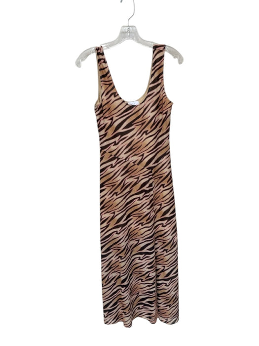 Louna Size S Tan & black Polyester Blend Sleeveless Zebra Print Slit Maxi Dress Tan & black / S