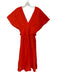 Sea New York Size 0 Orange Ramie Cap Sleeve Pleated V Neck Maxi Dress Orange / 0
