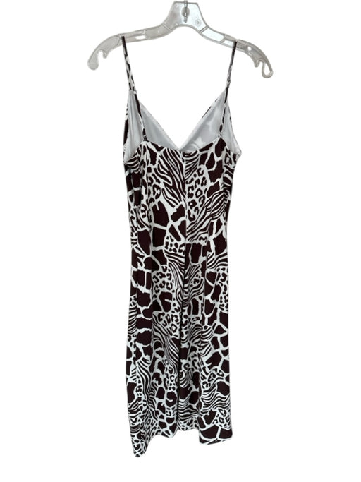 Adam Lippes Size 8 Brown & White Polyester Spaghetti Strap Animal Print Dress Brown & White / 8
