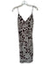 Adam Lippes Size 8 Brown & White Polyester Spaghetti Strap Animal Print Dress Brown & White / 8