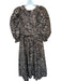 Area Stars Size S Tan & black Polyester Long Balloon Sleeve Aztec V Neck Dress Tan & black / S
