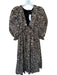 Area Stars Size S Tan & black Polyester Long Balloon Sleeve Aztec V Neck Dress Tan & black / S