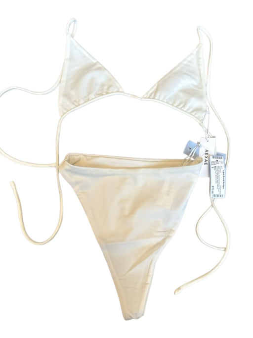 Aexae Size S White Recycled Polyester Blend Triangle High Waist Bikini Swimsuit White / S