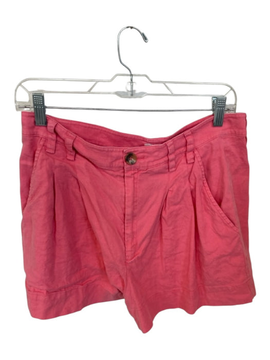 A.L.C. Size 10 Coral Pink Cotton High Waist Front Pleat Front Pockets Shorts Coral Pink / 10
