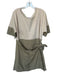 COS Size L Tan & Green Cotton Short Sleeve Front Tie Color Block Dress Tan & Green / L