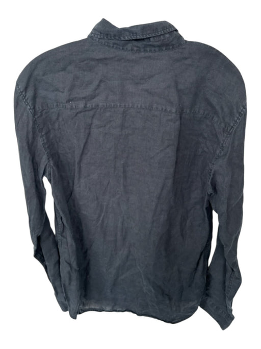 Club Monaco Size M Black Linen Solid Button Down Men's Shirt Black / M