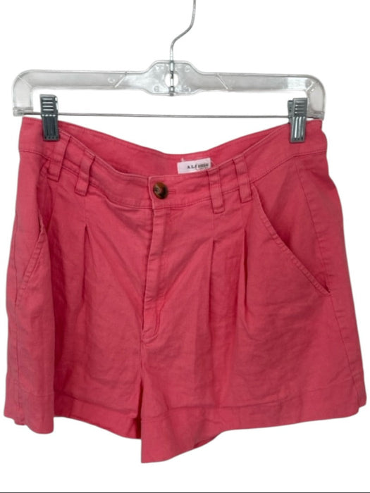 A.L.C. Size 8 Coral Pink Cotton High Waist Pleated Front Pockets Shorts Coral Pink / 8