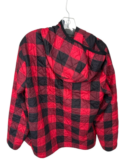 L.L Bean Size M Red & Black Polyester Buffalo Plaid Half Zip hood Men's Jacket Red & Black / M