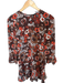 Realisation Size S Brown & Orange Silk Long Bell Sleeve Flowers Back Zip Dress Brown & Orange / S