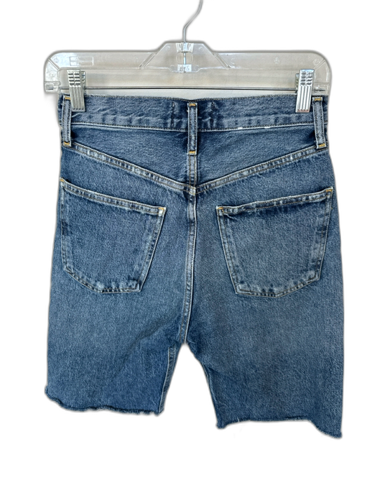 Agolde Size 23 Med Dark Wash Organic Cotton High Waist Button Fly Long Shorts Med Dark Wash / 23