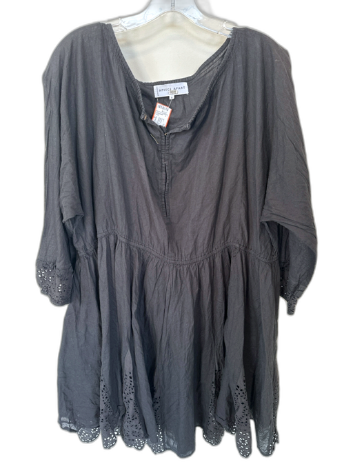 Apiece Apart Size 0 Black Cotton Long Balloon Sleeve Elastic Waist eyelet Dress Black / 0