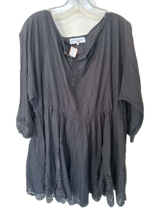 Apiece Apart Size 0 Black Cotton Long Balloon Sleeve Elastic Waist eyelet Dress Black / 0
