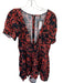 By Anthropologie Size M Black & Red Polyester Short Sleeve Botanical Romper Black & Red / M