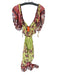 Free People Size M Lime & Red Rayon Long Balloon Sleeve Botanical Maxi Dress Lime & Red / M