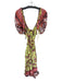 Free People Size M Lime & Red Rayon Long Balloon Sleeve Botanical Maxi Dress Lime & Red / M