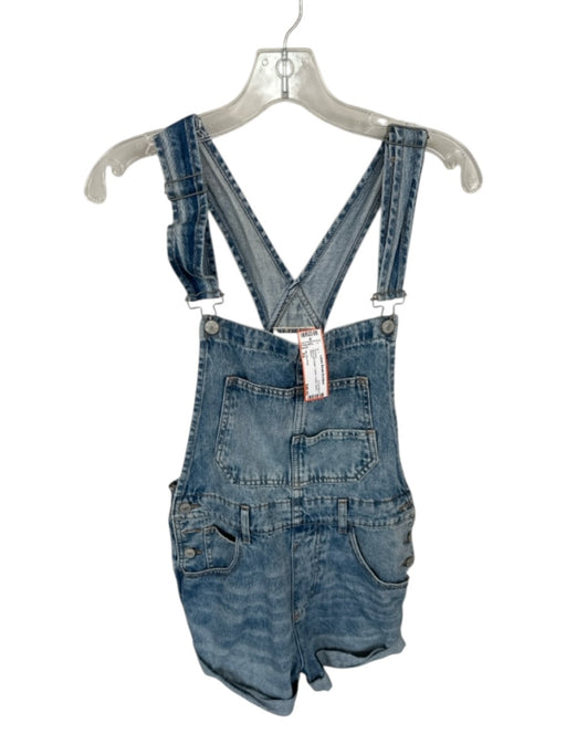 We The Free Size XS Med Light Wash Cotton Cuffed Denim Romper Med Light Wash / XS