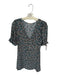 Free People Size S Teal & Purple Viscose Short Sleeve Flowers Buttons Mini Dress Teal & Purple / S