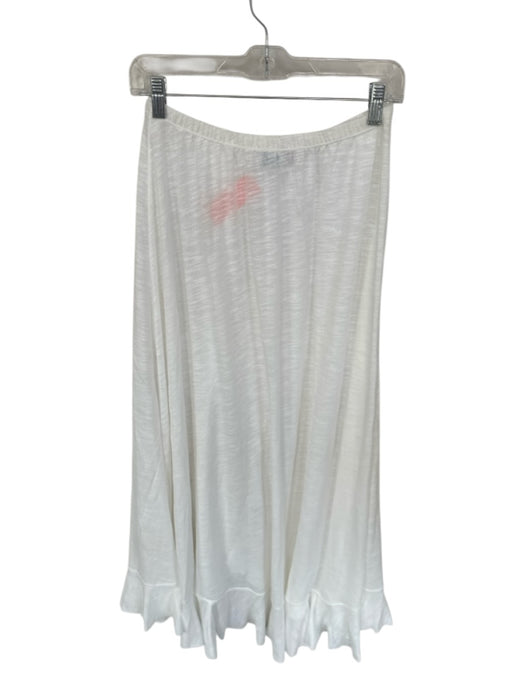 FP Beach Size S White Cotton Blend Elastic Waist Ruffle Maxi Skirt White / S