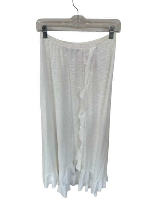 FP Beach Size S White Cotton Blend Elastic Waist Ruffle Maxi Skirt White / S