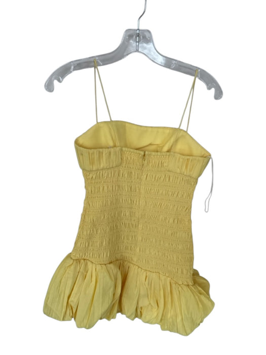 Acler Size 4 Yellow Spaghetti Strap smocked Bubble Hem Back Zip Dress Yellow / 4