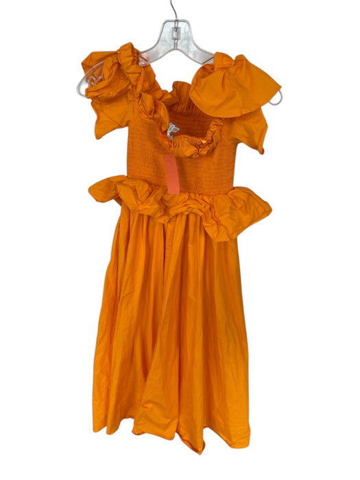 Toccin NY Size XS Orange Cotton Off Shoulder smocked Ruffles Maxi Dress Orange / XS
