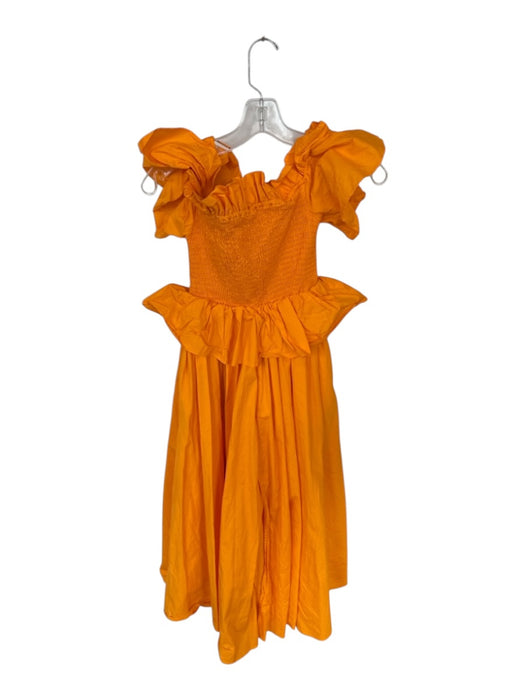 Toccin NY Size XS Orange Cotton Off Shoulder smocked Ruffles Maxi Dress Orange / XS