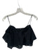 Ganni Size 36 Black Cotton Short Sleeve Eyelet Cropped Top Black / 36