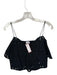 Ganni Size 36 Black Cotton Short Sleeve Eyelet Cropped Top Black / 36