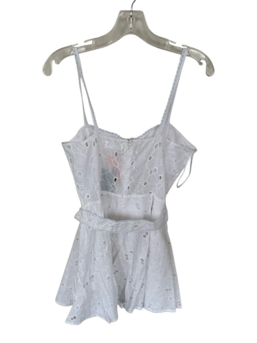 Lalibela Size L White Cotton Spaghetti Strap Eyelet Belted Dress White / L