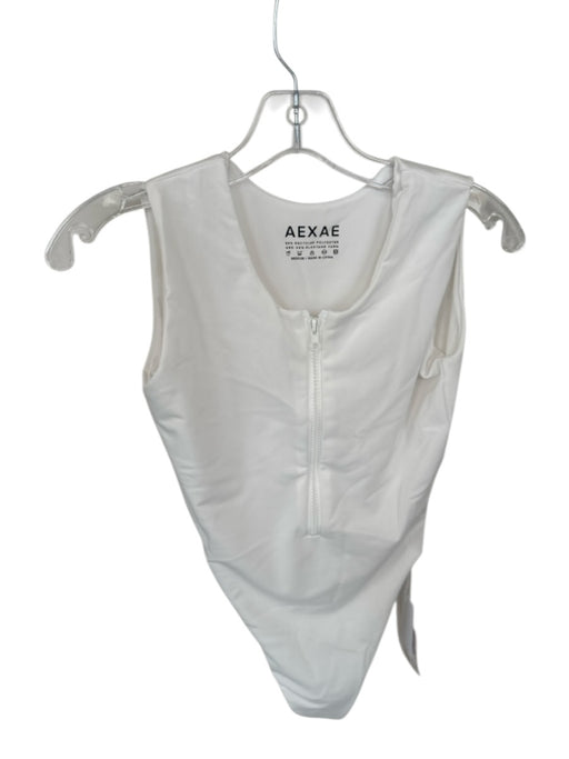 Aexae Size M White Recycled Polyester Front Zip One Piece Swimsuit White / M