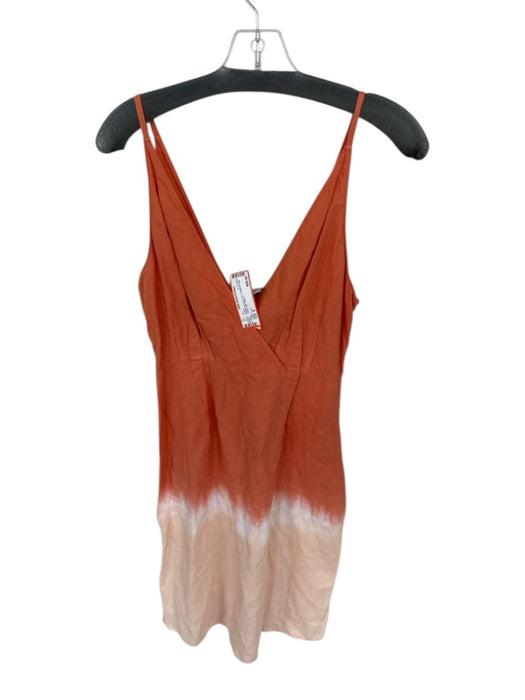Tome Size 6 Orange & Peach Linen Spaghetti Strap Ombre Midi Dress Orange & Peach / 6
