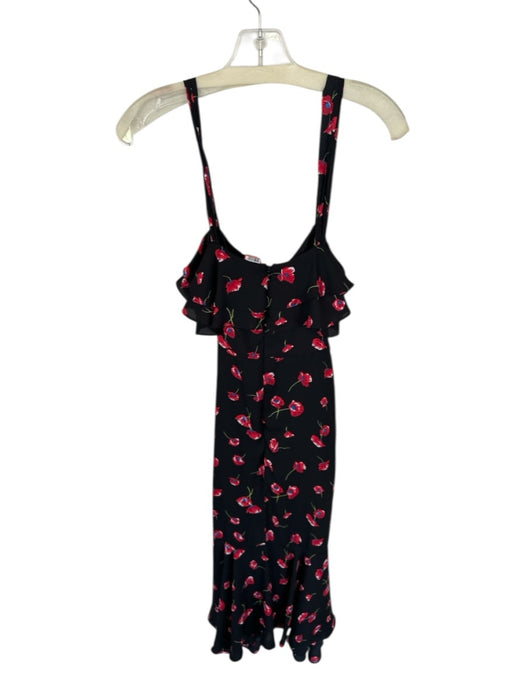 Likely Size 10 Black & Red Polyester Sleeveless Flowers Attached Belt Maxi Dress Black & Red / 10
