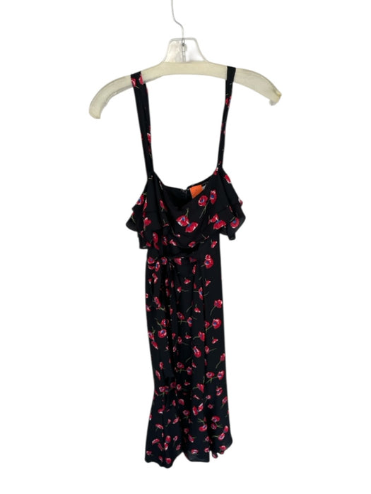 Likely Size 10 Black & Red Polyester Sleeveless Flowers Attached Belt Maxi Dress Black & Red / 10