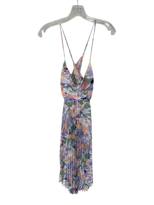 ASTR Size S Purple & Green Polyester Spaghetti Strap Flowers Dress Purple & Green / S