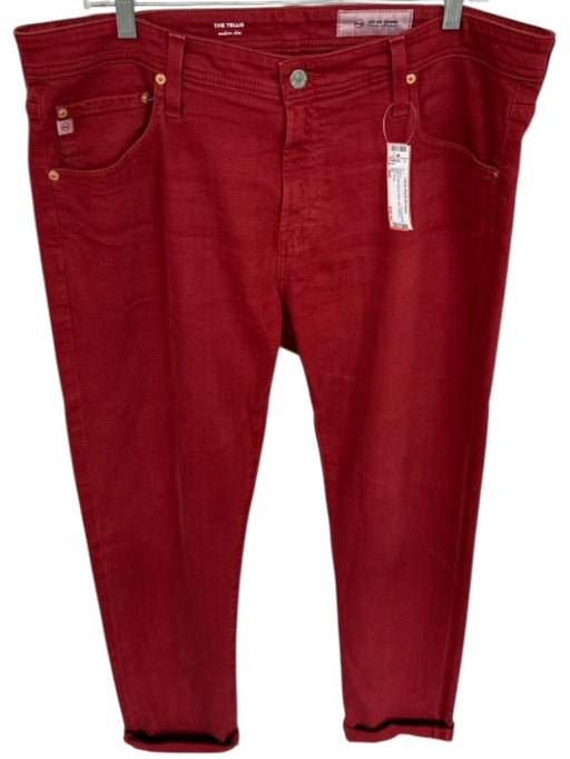 AG Size 36R Red Cotton Blend Solid Slim Men's Jeans Red / 36R