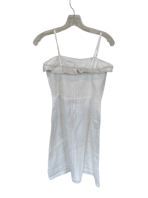 Maia Bergman Size M White Linen Spaghetti Strap Butterflies Lace Detail Dress White / M