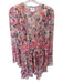 Misa Size XS Pink & Orange Long Sleeve Watercolor Elastic Waist Front Tie Dress Pink & Orange / XS
