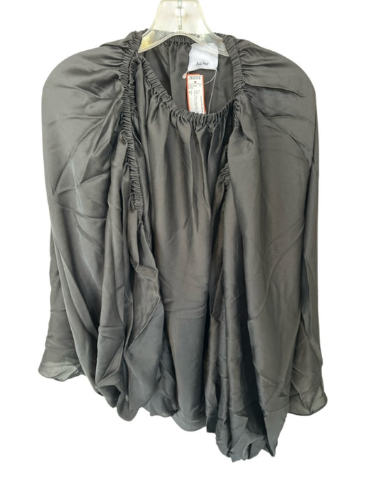Acler Size 4 Black Polyester Long Balloon Sleeve Oversized Top Black / 4